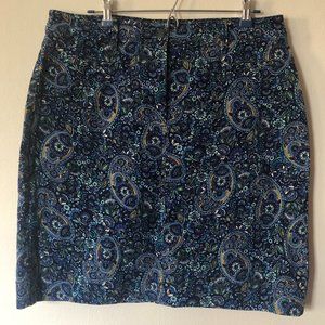 Talbots Blue Paisley Corduroy Skirt (Size 14)